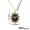 Fashionable Brass Enamel Oval Evil Eye Pendant Necklaces with Black Shiny Cubic Zirconia SO6583-2-2