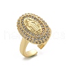Brass Micro Pave Clear Cubic Zirconia Cuff Rings for Women RJEW-C126-16G-4