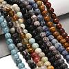 Natural Wood Lace Stone/Blue Spot Jasper/Black Netstone/Opal/Cherry Blossom Glass Beads Strands G-P562-C-02-2
