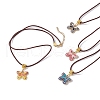 Alloy Enamel Butterfly Pendant Necklaces NJEW-JN04580-1
