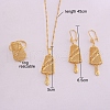 Hollow Trapezoid Brass Pendant Necklaces & Hoop Earrings & Rings Sets FS-WG93675-01-2
