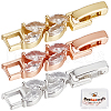 Beebeecraft 6Pcs 3 Colors Brass Fold Over Clasps ZIRC-BBC0002-69-1