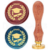 Brass Wax Seal Stamp with Rosewood Handle AJEW-WH0412-0027-1