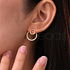 Brass Clear Cubic Zirconia Circle Stud Earrings VB4673-2