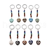 Natural & Synthetic Gemstone Heart Keychain G-Z033-11P-1