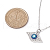 Alloy Crystal Rhinestone Cable Chain Blue Enamel Eye Pendant Necklaces for Women NJEW-JN04977-02-3