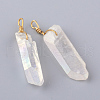 Electroplate Natural Quartz Pendants X-G-Q481-74C-1