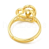 Heart with Letter Rack Plating Brass Micro Pave Cubic Zirconia Adjustable Rings for Women RJEW-I105-06G-V-3