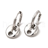 304 Stainless Steel Coffee Bean Dangle Hoop Earrings for Women EJEW-P219-17P-1