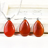 Teardrop Natural Carnelian Pendant Necklaces & Dangle Earrings Sets FS-WGAC060-05-1