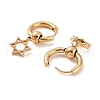 6Pairs PVD Vacuum Plating 201 Stainless Steel Star of David Dangle Hoop Earrings with 304 Stainless Steel Pin for Women EJEW-F280-03G-2
