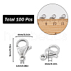 SUNNYCLUE 100Pcs 304 Stainless Steel Lobster Claw Clasps STAS-SC0007-16-2