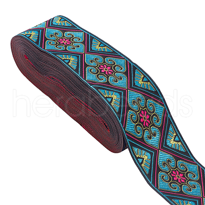 Polyester Jacquard Flower Ribbon for Garment Accessories OCOR-WH0097-24C-1