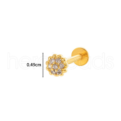 Flower 316L Surgical Stainless Steel Clear Cubic Zirconia 17 Gauge Internally Threaded Labrets WGBD99E-05-1
