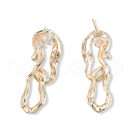 Clear Cubic Zirconia Interlocking Twist Oval Dangle Stud Earrings EJEW-N012-50LG-1