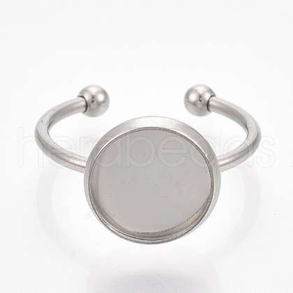 Tarnish Resistant 201 Stainless Steel Cuff Finger Rings Components X-STAS-T047-19B-1