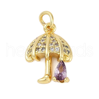 Rack Plating Brass Micro Pave Cubic Zirconia Pendants KK-R166-02G-01-1