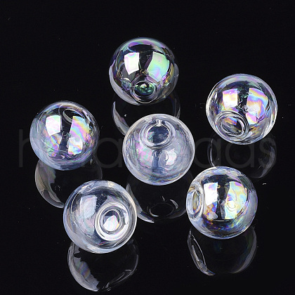 Round Handmade One Hole Blown Glass Globe Ball Bottles BLOW-R002-14mm-AB-1