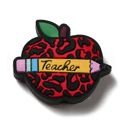 Teachers' Day Apple with Pen Silicone Focal Beads SIL-D005-01B-02-1