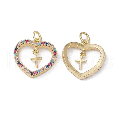Brass Colorful Cubic Zirconia Pendants KK-E068-VA055-2-1
