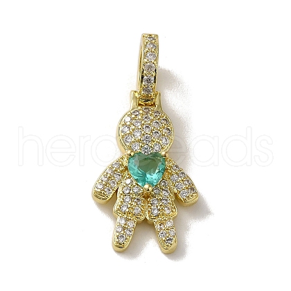 Rack Plating Brass Micro Pave Clear Cubic Zirconia Pendants KK-R158-02D-G-1