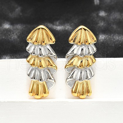 304 Stainless Steel Two-tone Stud Earrings for Women EJEW-R023-01GP-03-1