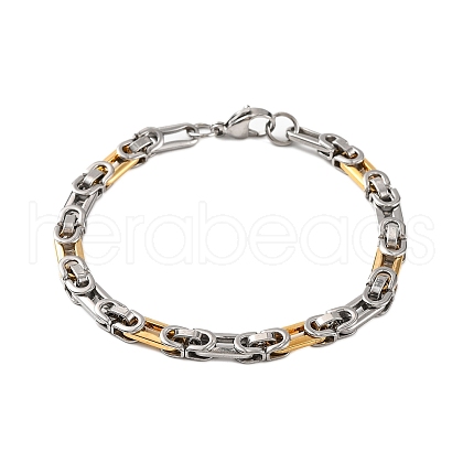 201 Stainless Steel Byzantine Chain Bracelets BJEW-B078-107GP-1