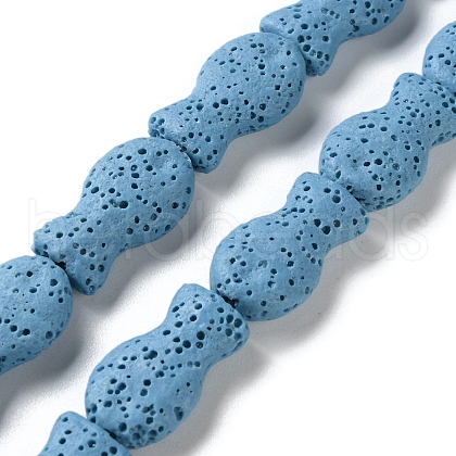 Fish Dyed Natural Lava Rock Beads Strands G-O126-01A-01-1