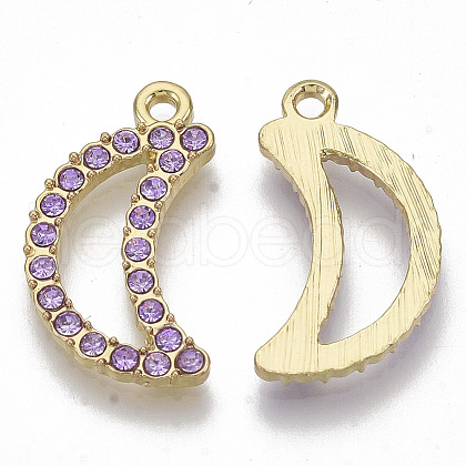 Light Gold Plated Alloy Rhinestone Pendants X-PALLOY-S132-067-1