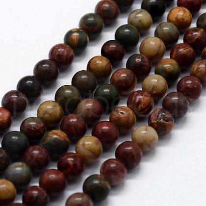 Natural Polychrome Jasper/Picasso Stone/Picasso Jasper Beads Strands G-I199-09-4mm-1