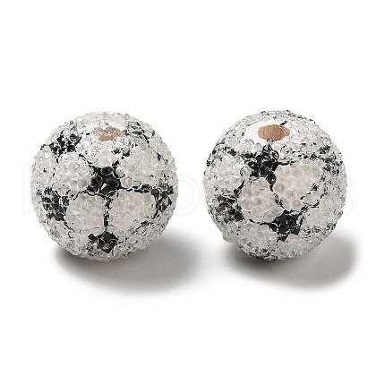 Spray Painted Wood European Beads with Rhinestone RESI-C038-03E-1