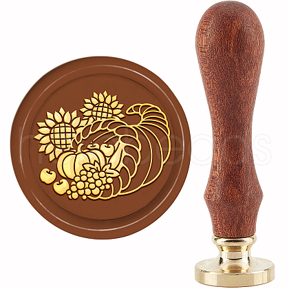 Brass Wax Seal Stamp with Handle AJEW-WH0184-0423-1