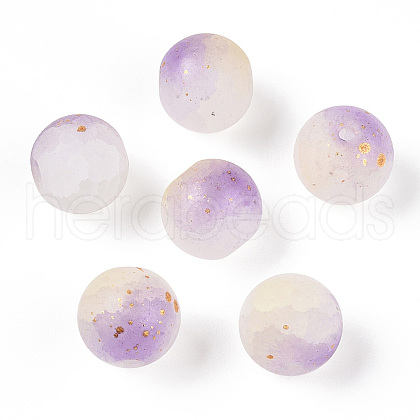 Frosted Baking Painted Crackle Glass Beads with Glitter Powder X1-DGLA-T004-01E-1
