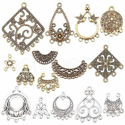 SUNNYCLUE 60Pcs 15 Style Tibetan Style Alloy Chandelier Components Links TIBE-SC0001-73-1
