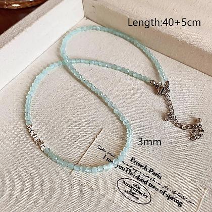 Natural Amazonite Round Beaded Necklaces for Women PB7949-1-1