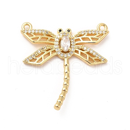 Brass Pave Clear & Jet Cubic Zirconia Connector Charms KK-H434-05G-1