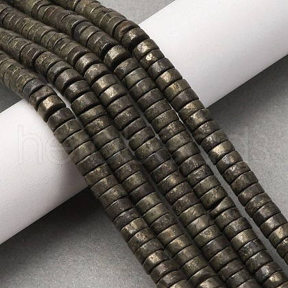 Natural Pyrite Beads Strands G-L624-I13-3x6mm-1
