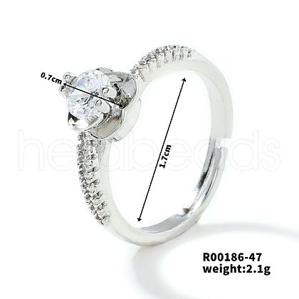 Mother's Day Rings Fashionable Unisex Brass Micro Pave Clear Cubic Zirconia Solitaire Ring VA2990-2-1