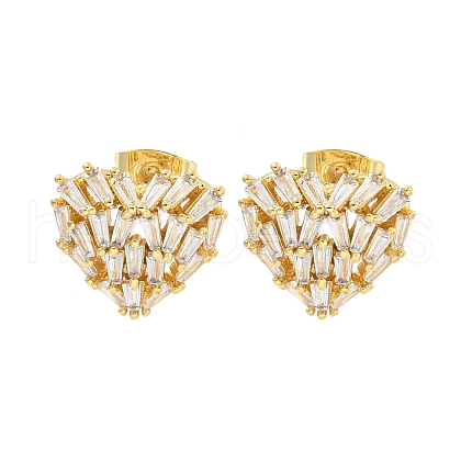 Brass Pave Clear Cubic Zirconia Stud Earrings EJEW-M258-39G-1