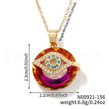 Brass Evil Eye Glass Pendant Necklaces AA7178-1-1