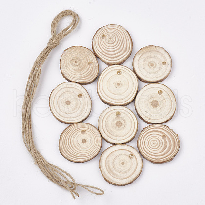 Undyed Unfinished Wooden Pendants WOOD-T011-31-1