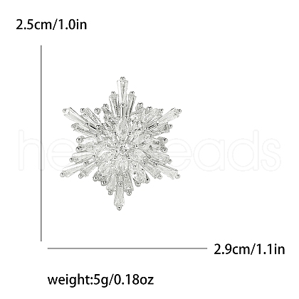 Christmas Brass Pave Clear Cubic Zirconia Snowflake Brooch for Clothes PW-WG96396-02-1