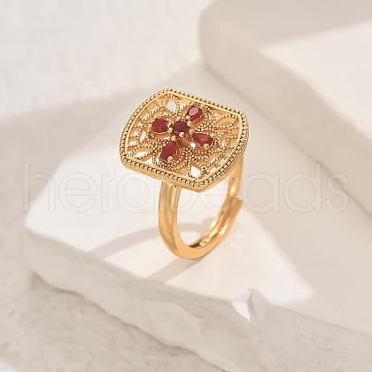 Brass Micro Pave Cubic Zirconia Adjustable Finger Rings for Women VV2649-3-1