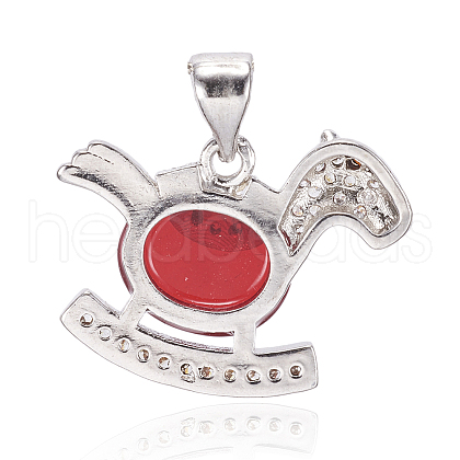 Brass Cubic Zirconia Pendants ZIRC-P054-11-1