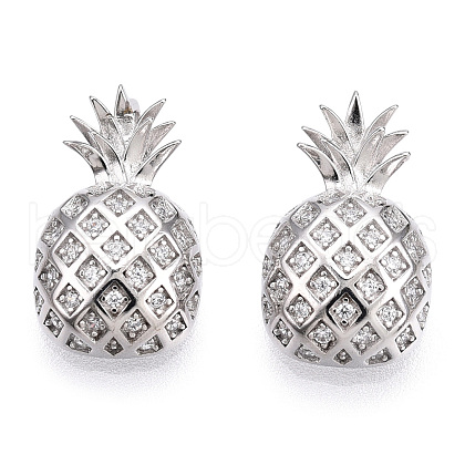 Rhodium Plated 925 Sterling Silver Micro Pave Cubic Zirconia Pendants STER-T004-59P-1