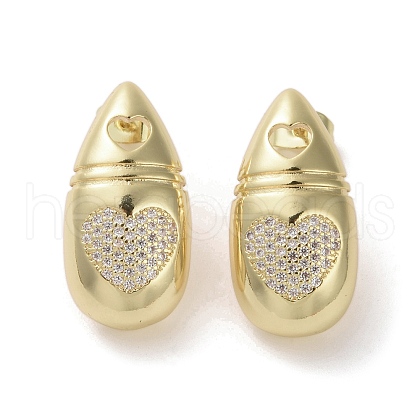 Brass Micro Pave Cubic Zirconia Stud Earrings EJEW-H308-08G-01-1