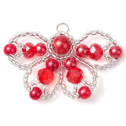 Seed Beads & Glass Pearl Beaded Charms PALLOY-MZ00336-02-1