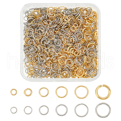 WADORN 1000Pcs 12 Styles 304 Stainless Steel Open Jump Rings STAS-WR0001-08-1