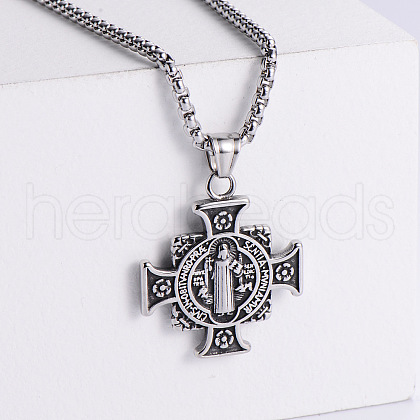 Creative Men's Saint Benedict Exorcism Stainless Steel Pendant Necklaces EZ1780-1