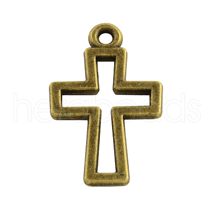 Tibetan Style Alloy Latin Cross Pendants TIBEP-Q040-010AB-NR-1